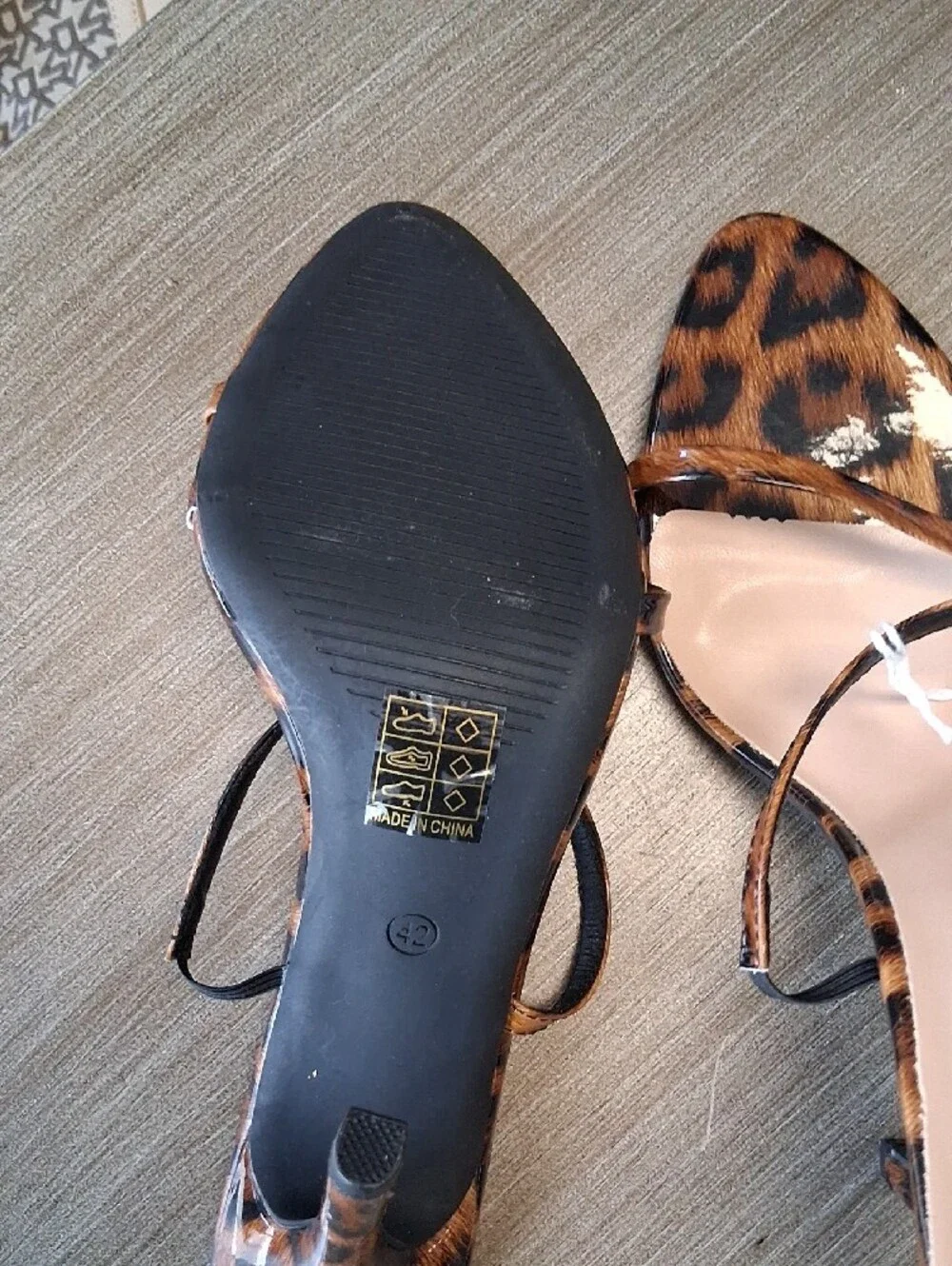 Leopard Print Strappy Pointed Toe Heels - Brown